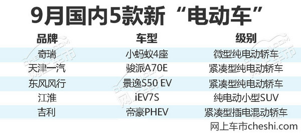 9月新车上市